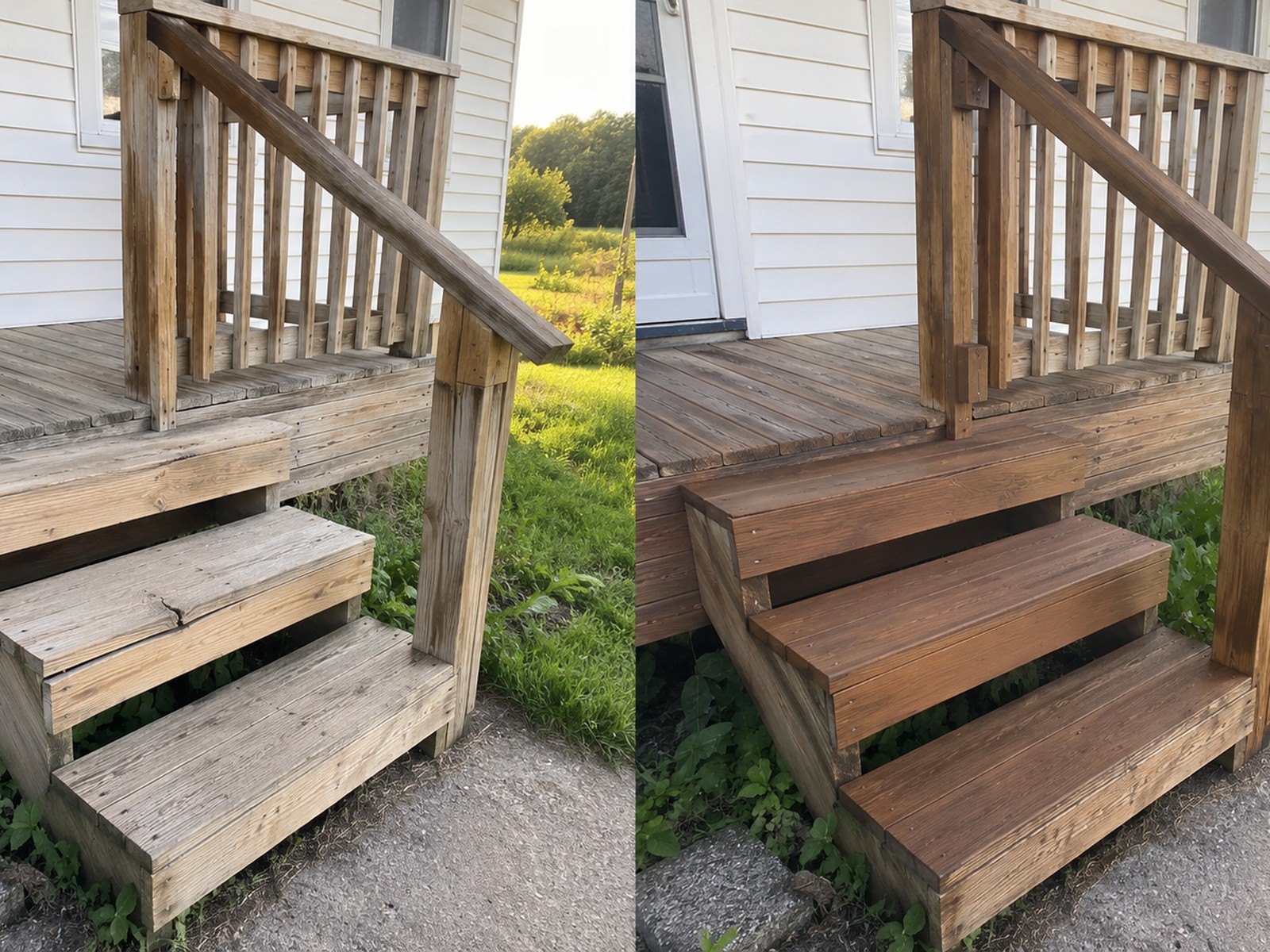 Completed porch repair job by Mackwood Construction near Williamson, WV
