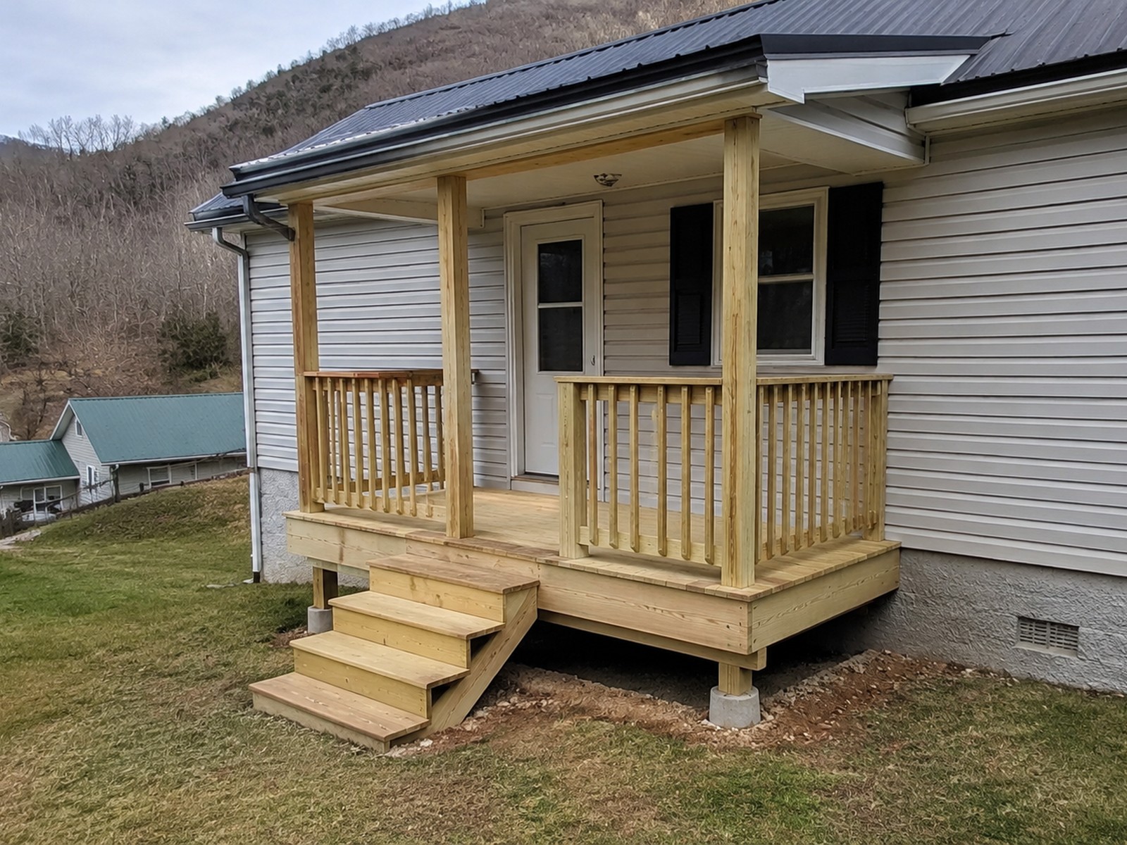 Completed porch job by Mackwood Construction near Williamson, WV