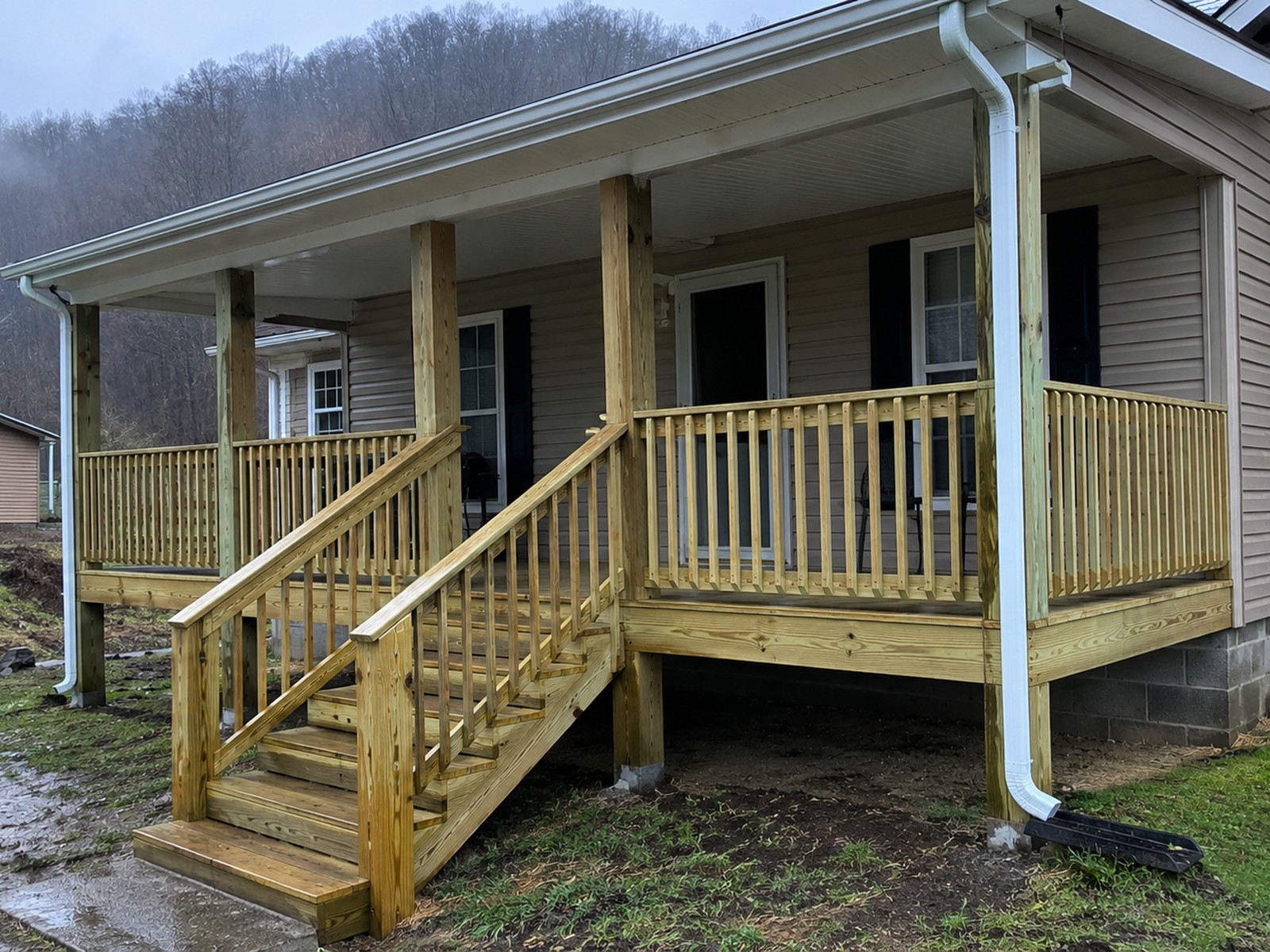 Completed porch job by Mackwood Construction near Williamson, WV