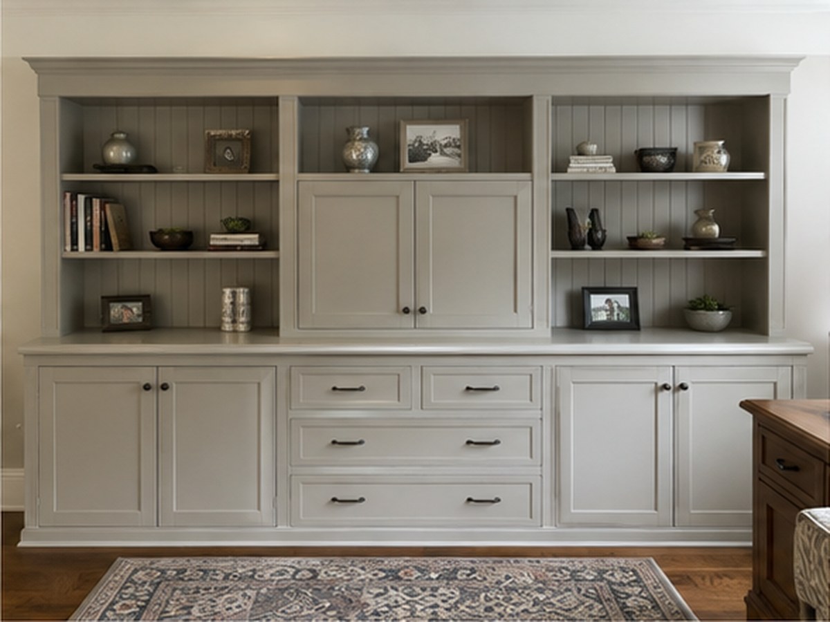 Cabinets with doors, drawers, or open bays