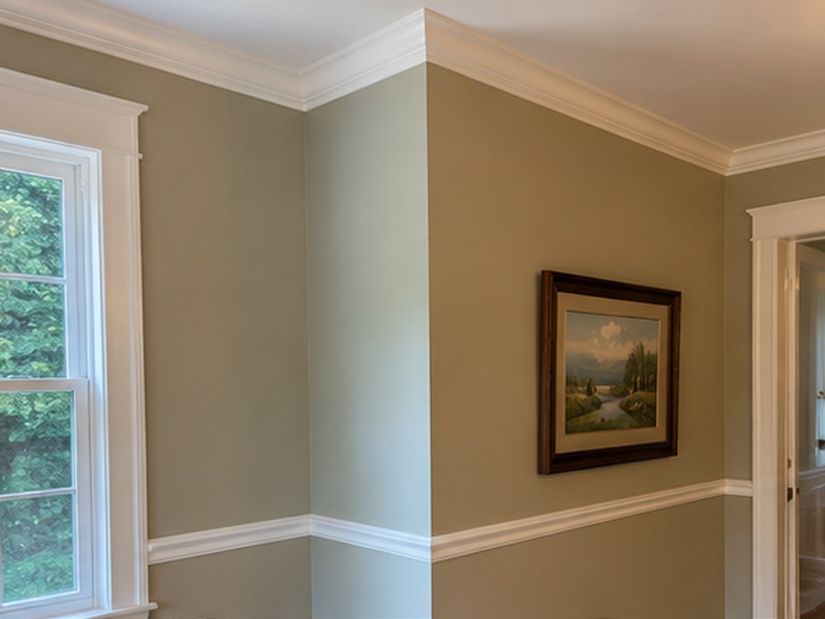 Crown molding, cove, and chair rail