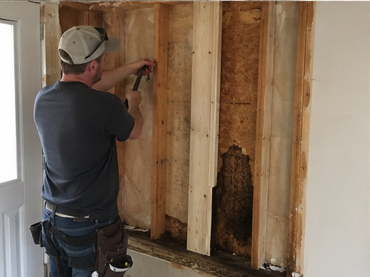 Wall stud replacement where rot or damage has occurred