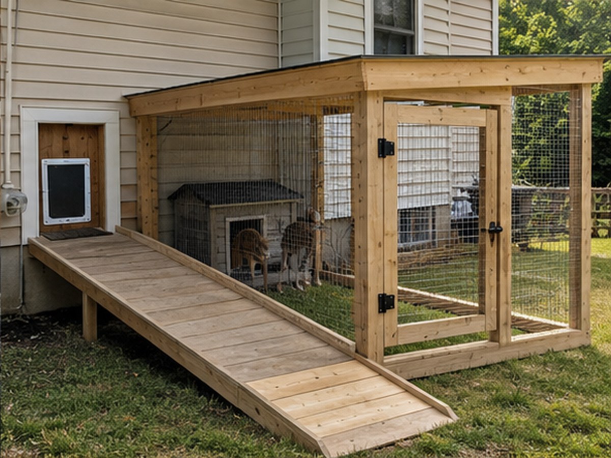 Pet doors, ramps, and enclosures