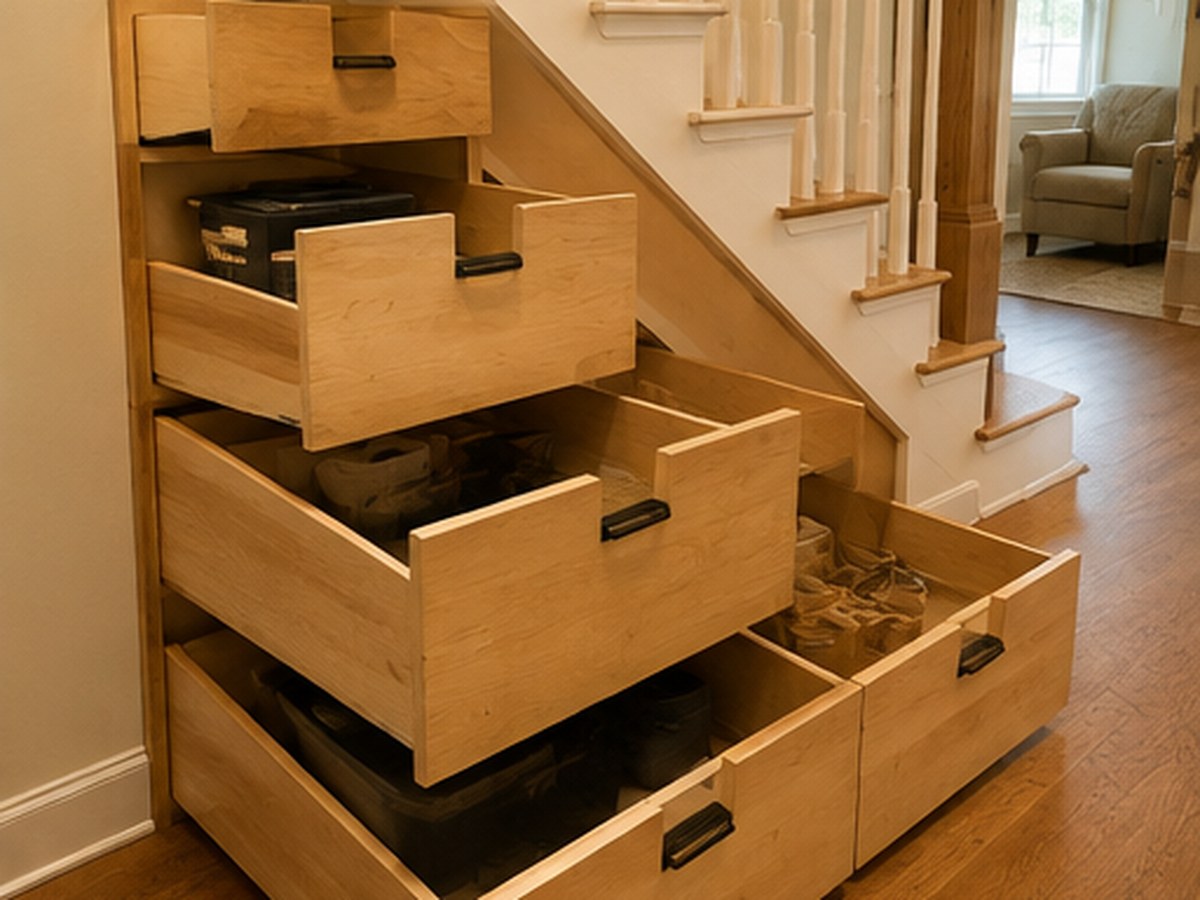 Under-stair storage and pull-outs