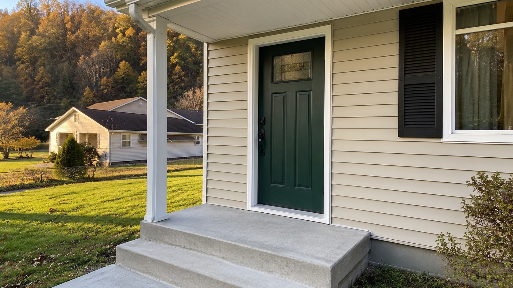 New exterior door installed and trimmed on a home