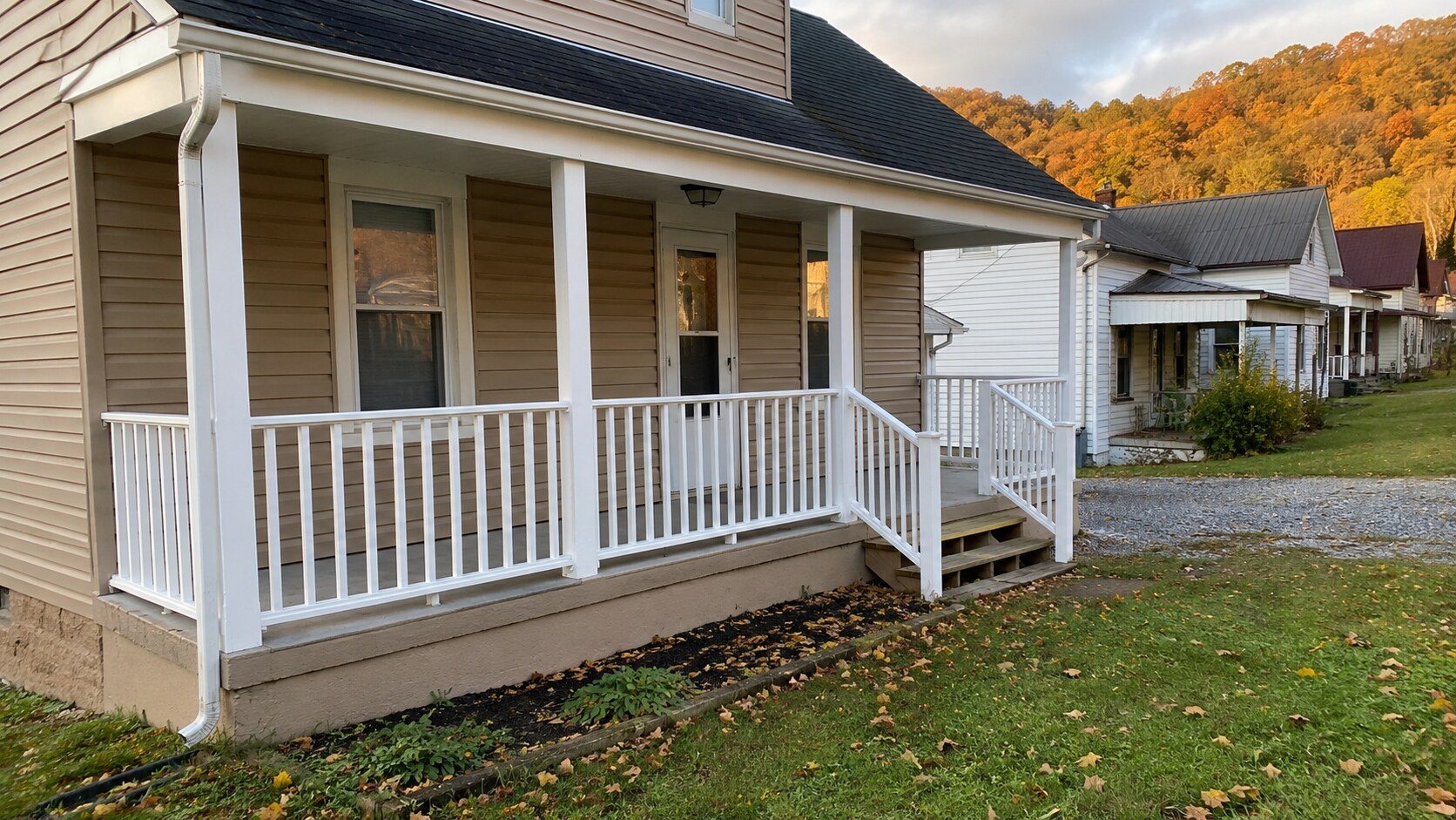 Rebuilt front porch railings, posts and steps on a home near Williamson, WV